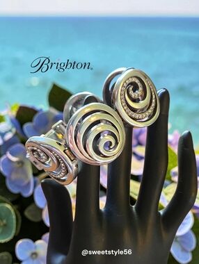 BRIGHTON "Ocean Swirl" Silver Scroll And Crystal Bracelet COCKTAIL HOUR CHIC